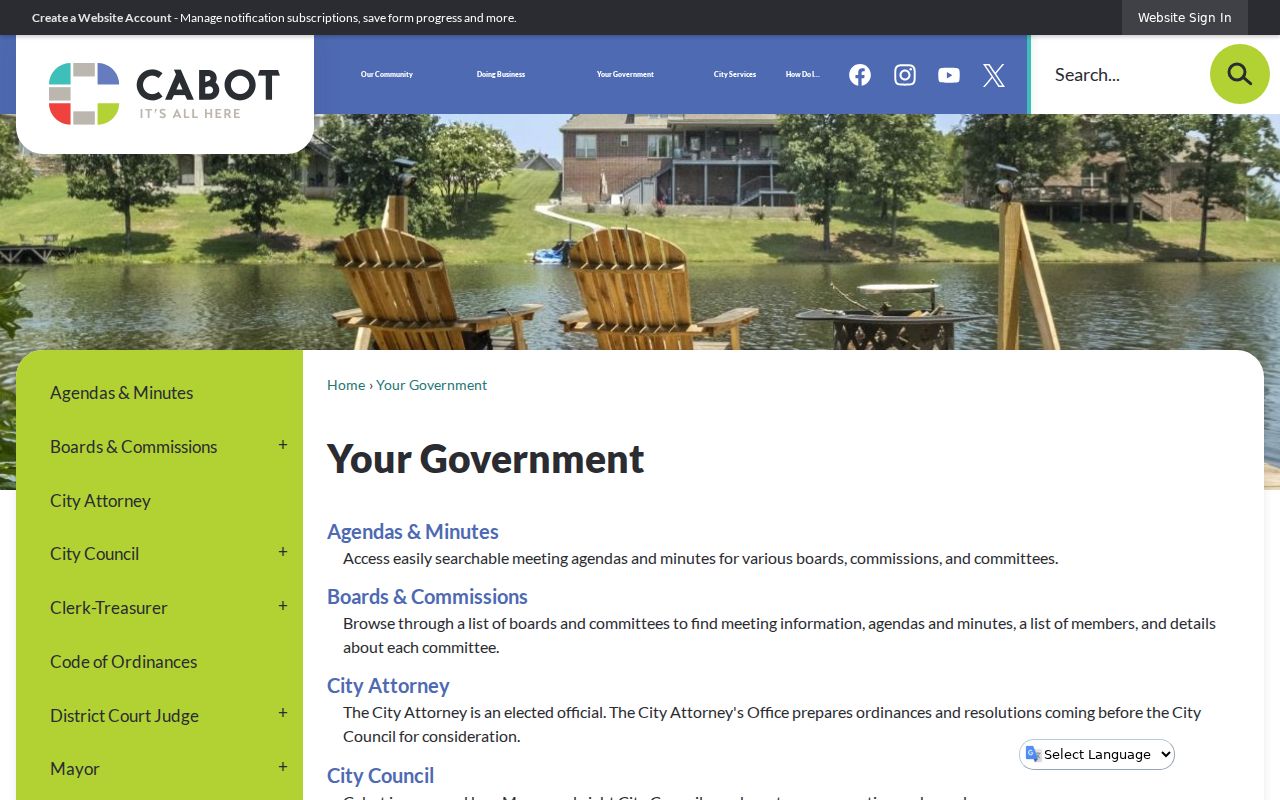 Cabot residents directory city government records page
