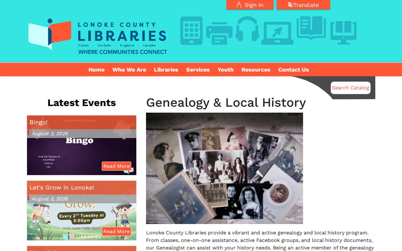 Cabot residents directory Lonoke County library genealogy service