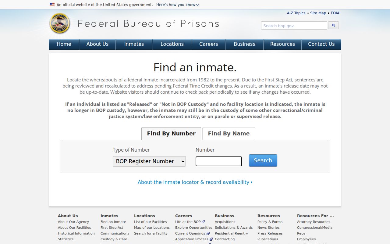 Cabot neighbors reference to the federal inmate locator search