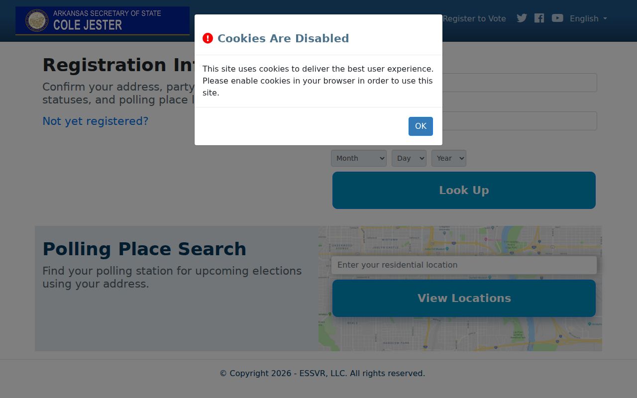 Cabot ZIP code directory view of the Arkansas VoterView lookup
